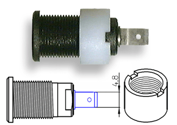 4mm Panel Socket 4.8mm Tab Nylon Castellated Nut