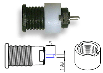 4mm Panel Socket Nylon Castellated Nut 5mm x 1.9mmØ Pin